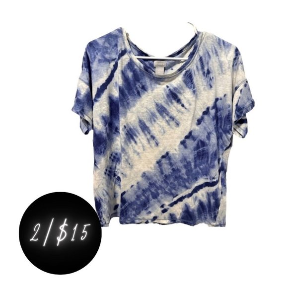 Chico’s Blue Tie Dye Short Sleeve Top - Picture 2 of 8